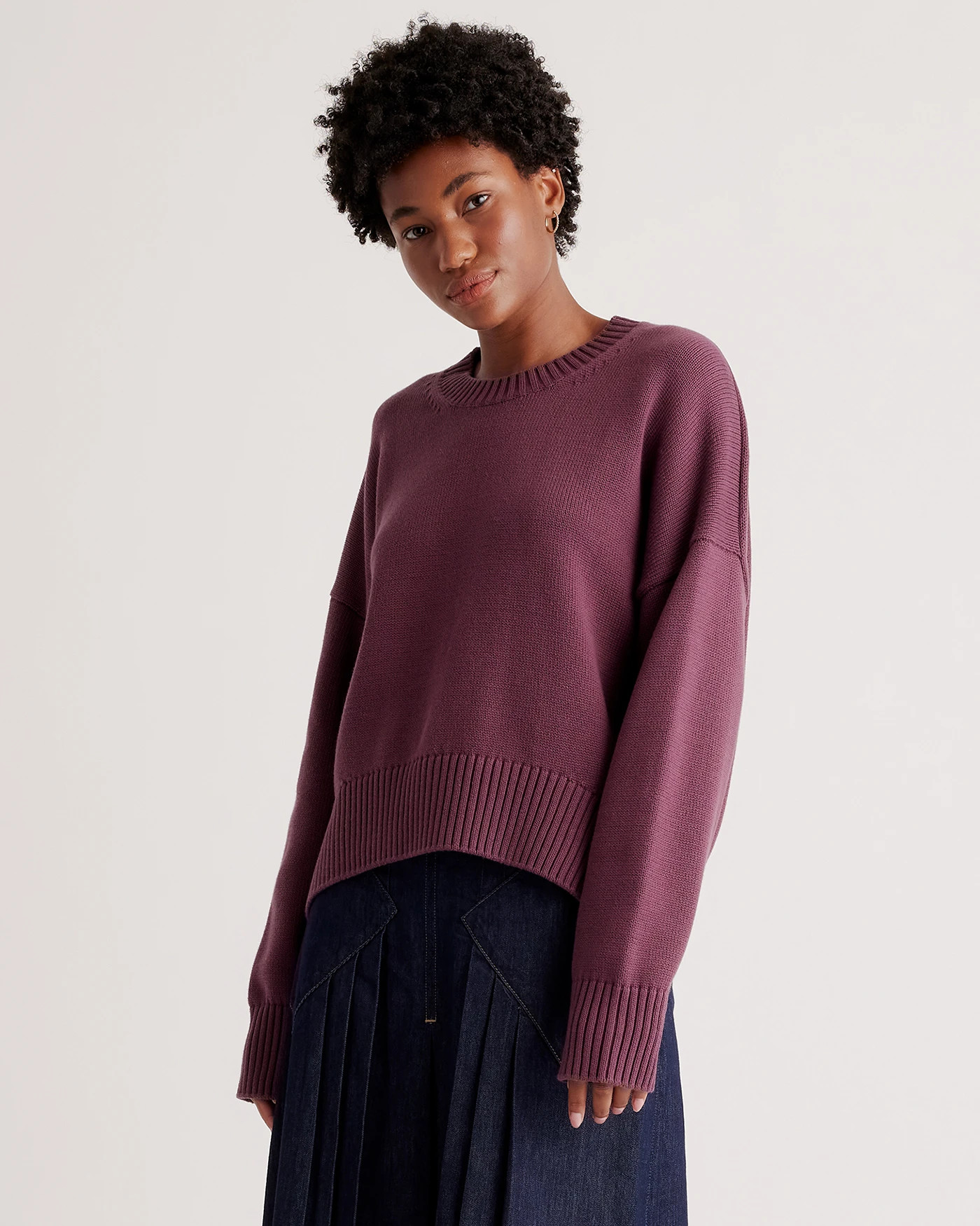 100% Organic Cotton Boyfriend Crew Sweater | Quince
