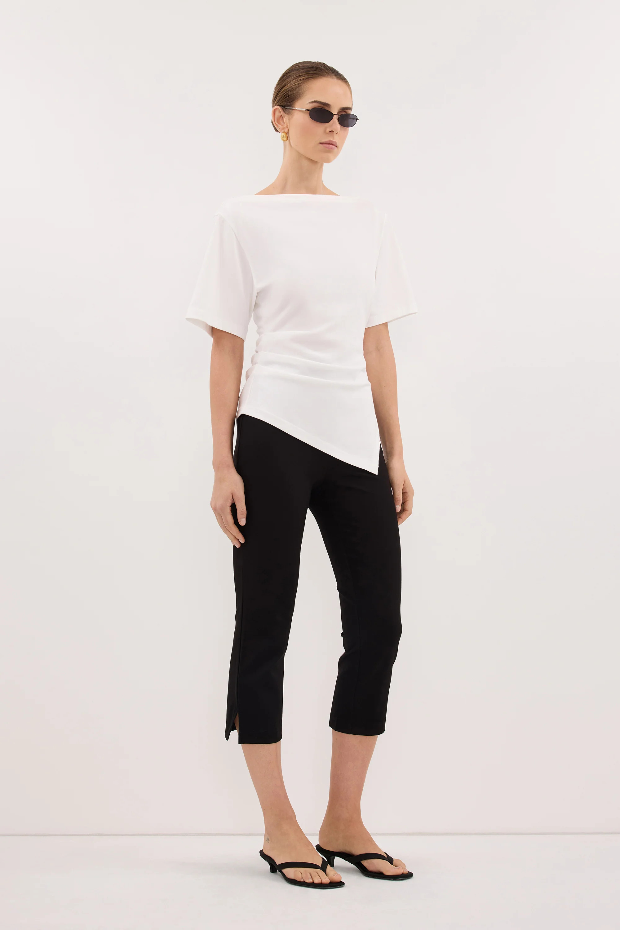 SWANN WHITE COTTON BOAT NECK TEE | DISSH