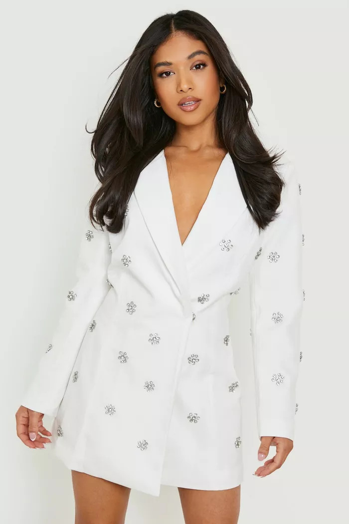 Petite Daisy Crystal Embellished Blazer Dress | Boohoo.com (US & CA)