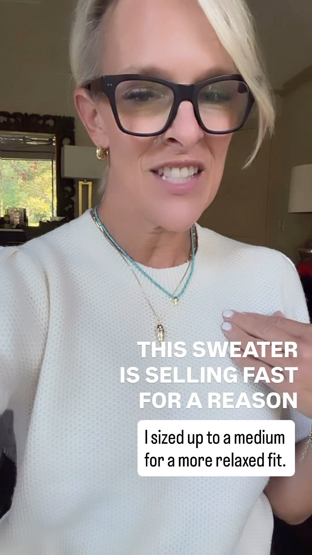I couldn't resist adding this sweater in the ivory with black trim too! The textured knit, subtle contrast trim, and puff sleeves make it feel so polished. I sized up to a medium for a more relaxed fit. Sizes are selling quickly in this color, but the olive green still has better availability. It also comes in several other beautiful colors!

💡 LTK MADE EASY
❤️ Heart = Support my posts!
🔖 Save = Get sale & restock alerts
📋 Lists = Keep favorites organized
📲 Share = Send lists and products to a friend. Hello, Christmas List!
💬 Comment = Ask me anything about what I'm wearing.:-)

#LTKootd #LTKOver40 #LTKSaleAlert