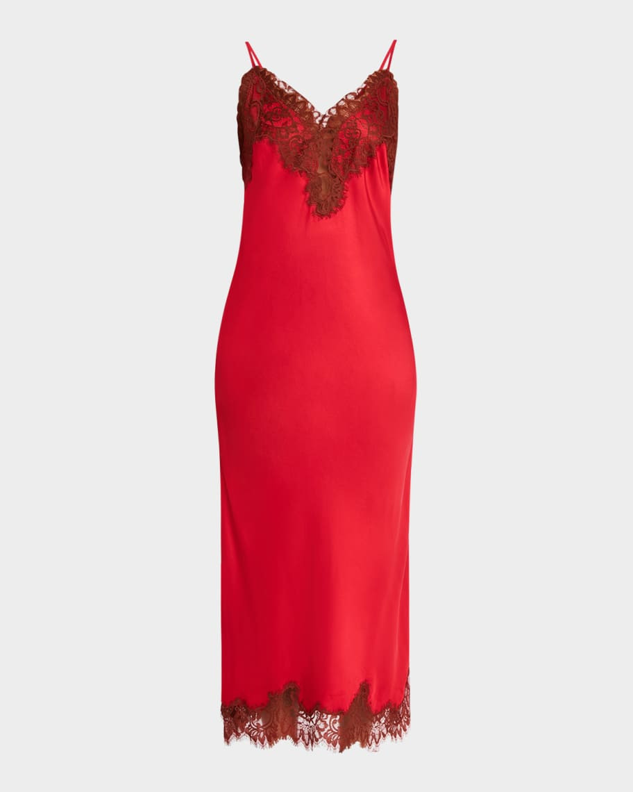 A.L.C. Lennon Satin Lace Slip Dress | Neiman Marcus