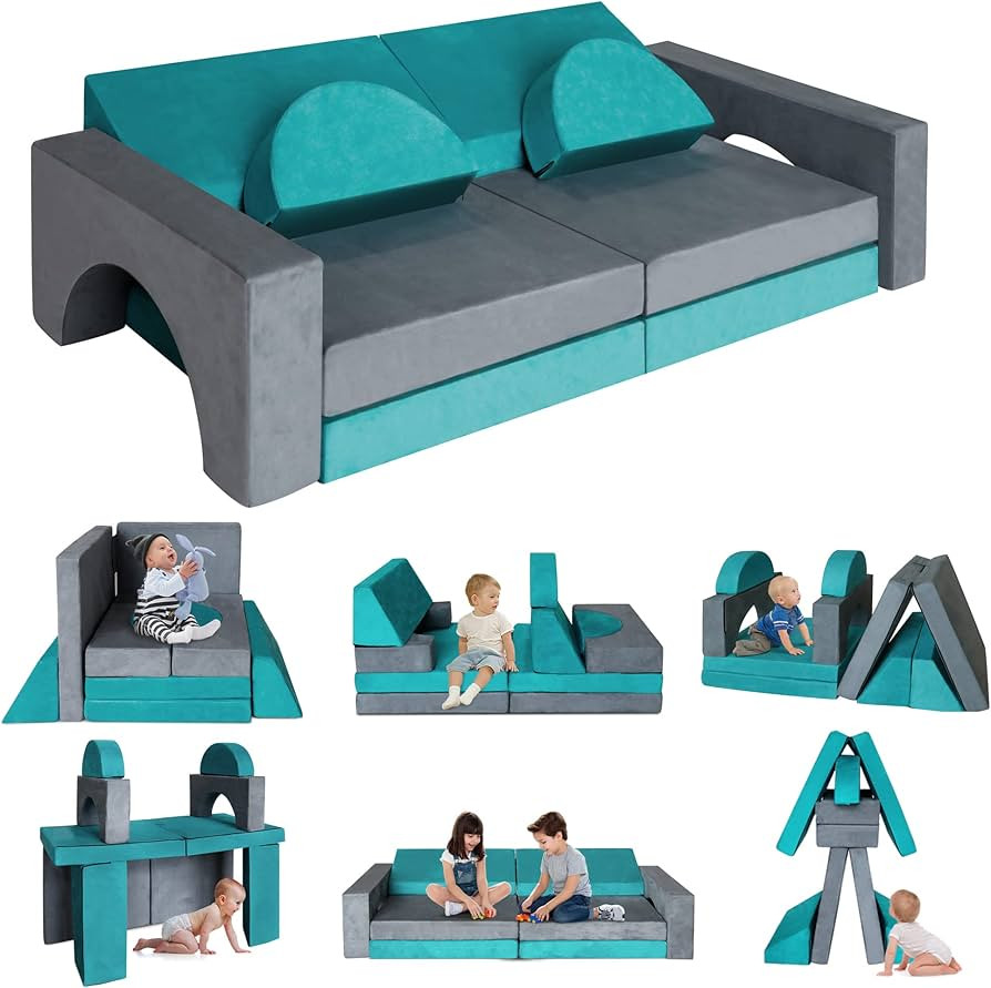 RELIANCER 8PCS Modular Kids Play Couch,Kid's Foam Couches for Playroom,Toddler to Teen Sectional ... | Amazon (US)