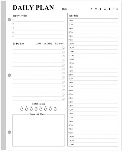Undated Daily Planner Refill - A4 Planner Inserts, To Do List Refills, 100 Sheets/200 Pages Plann... | Amazon (US)