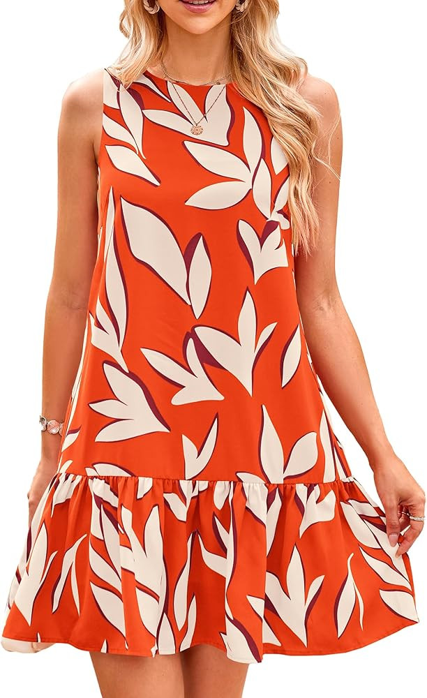 PRETTYGARDEN Women's 2024 Summer Floral Mini Dress Sleeveless Cut Out Backless Ruffle Boho Beach ... | Amazon (US)