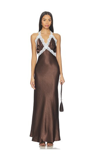 SNDYS Tonya Slip Maxi Dress 2.0 in Chocolate. - size XS | Revolve Clothing (Global)
