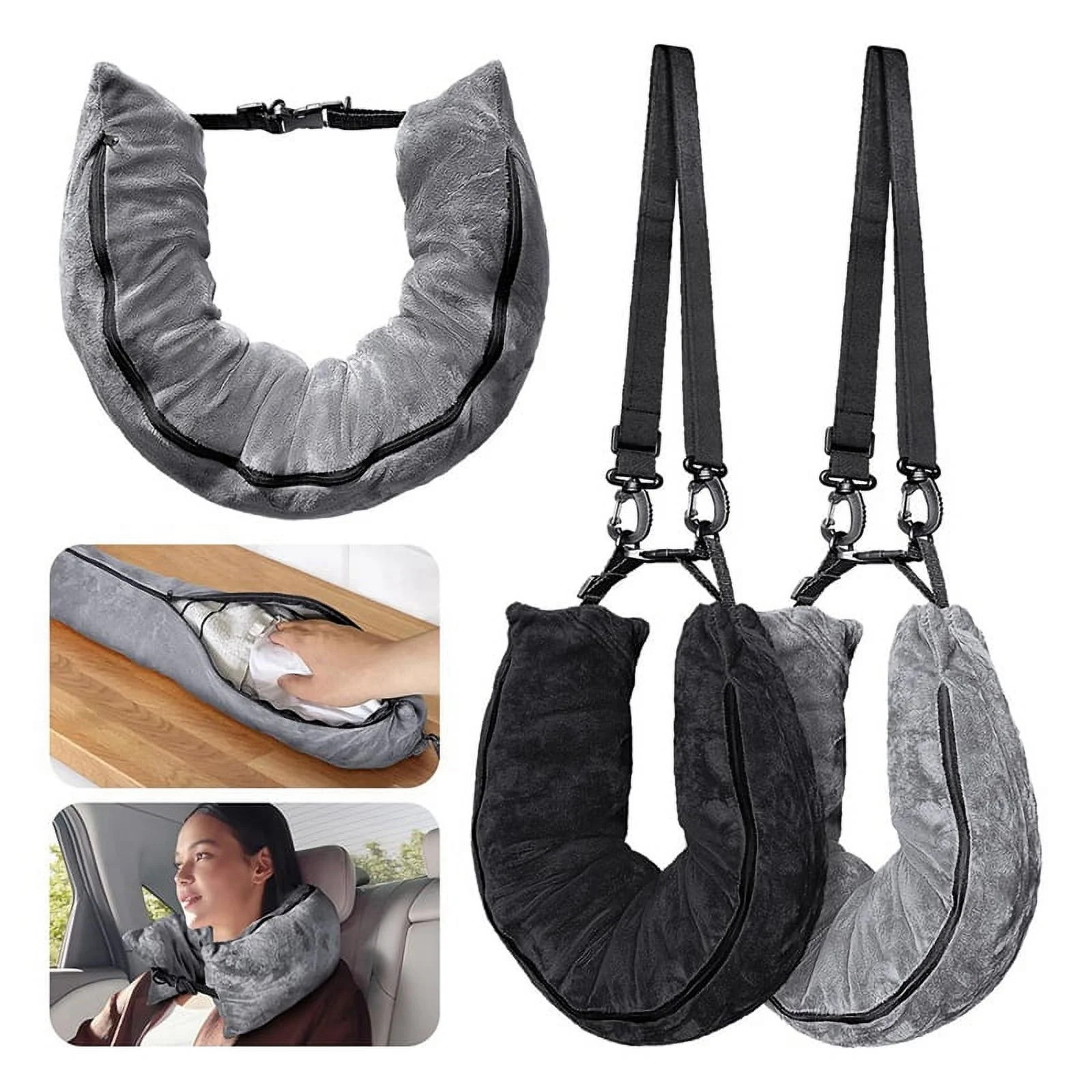 2Pack Stuffable Travel Pillow for Extra Luggage, Velvet Travel Neck Pillow with Ad G3235 | Walmart (US)