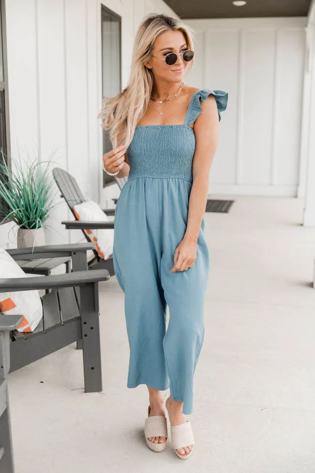 Perfectly Poised Blue Jumpsuit | The Pink Lily Boutique