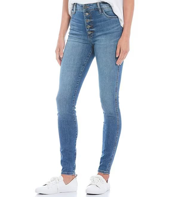 KUT from the Kloth Mia High Rise Fab Ab Fit Technique Exposed Button Fly Skinny Jeans | Dillard's | Dillard's
