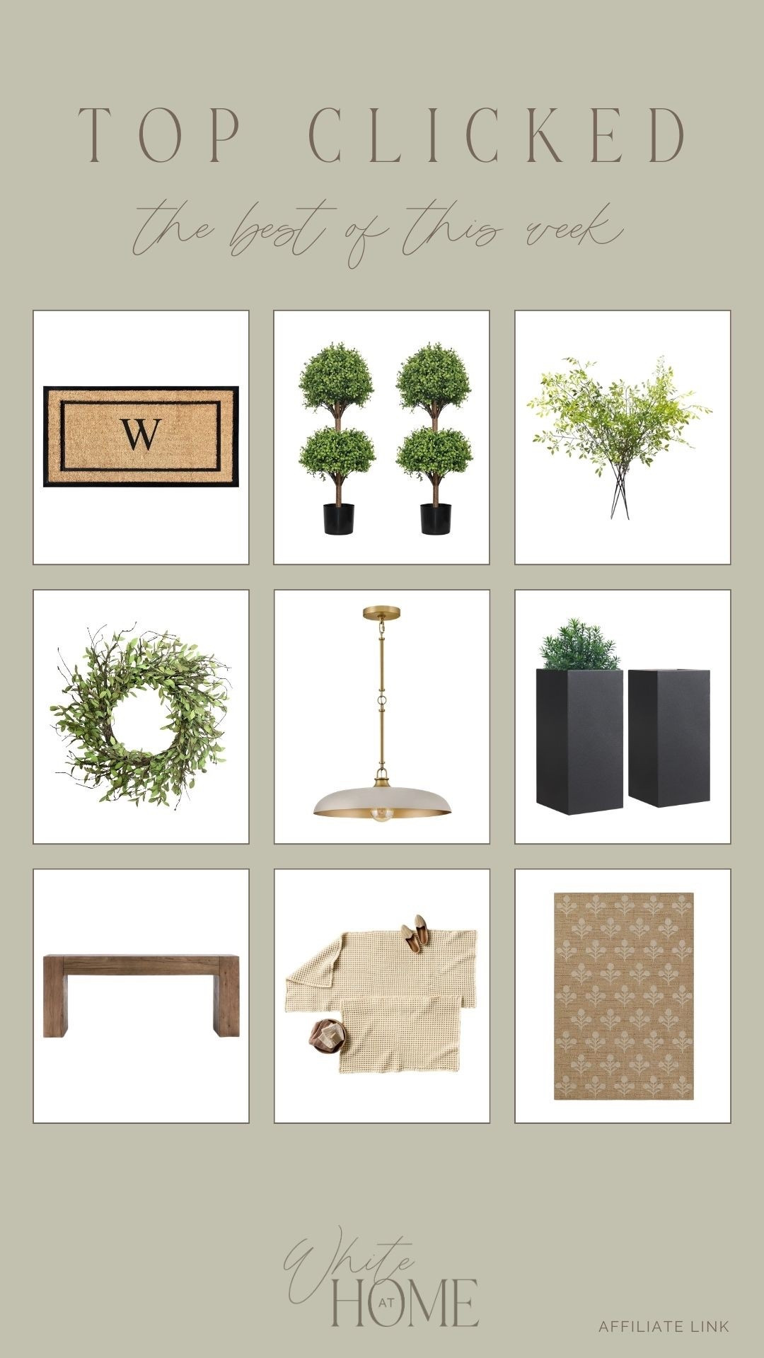 Last week’s top clicked favorites! The prettiest front porch favorites from rugs to faux greenery. Accent lighting, heirloom splurges, spring greenery, and more! 

#LTKHome