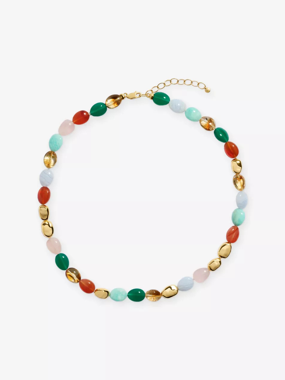 Rio Bold Multi Gemstone 18ct Yellow Gold Vermeil and Freedom Stones Beaded Necklace | Selfridges