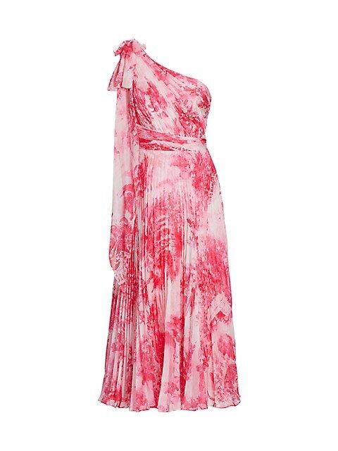 Floral One-Shoulder Plissé Dress | Saks Fifth Avenue