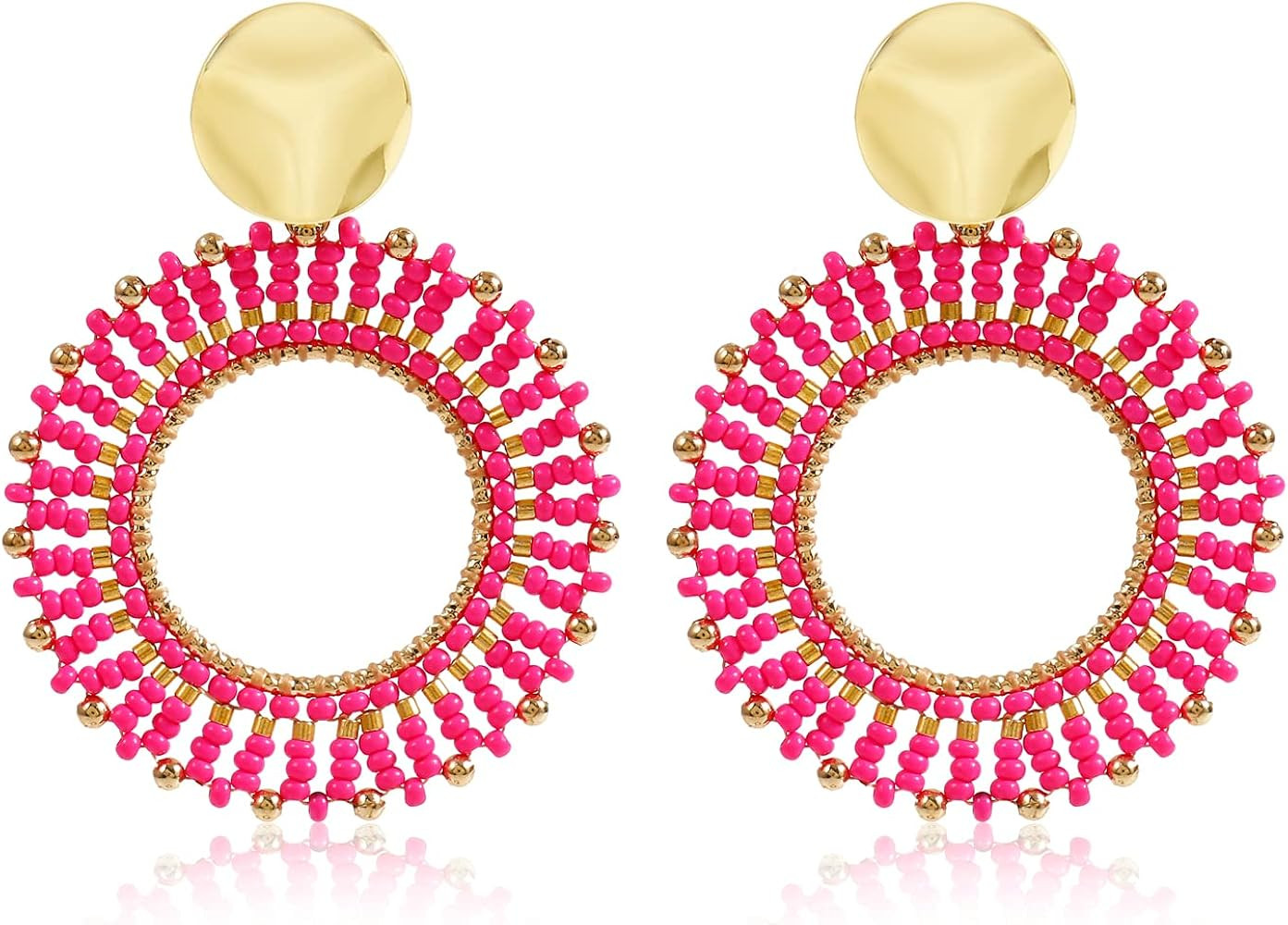 Colorful Beaded Earrings For Women Girls Summer Glass Bead Dangle Drop Bohemia Beach Statement Tr... | Amazon (US)