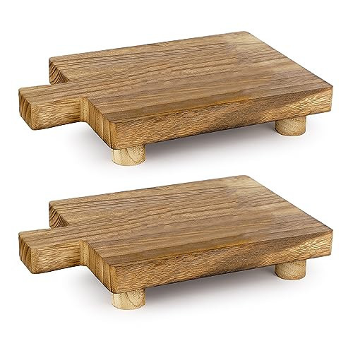 2Pcs Handmade Wooden Tray, Bathroom and Kitchen Decor, 10.8 x 6.9 in | Amazon (US)