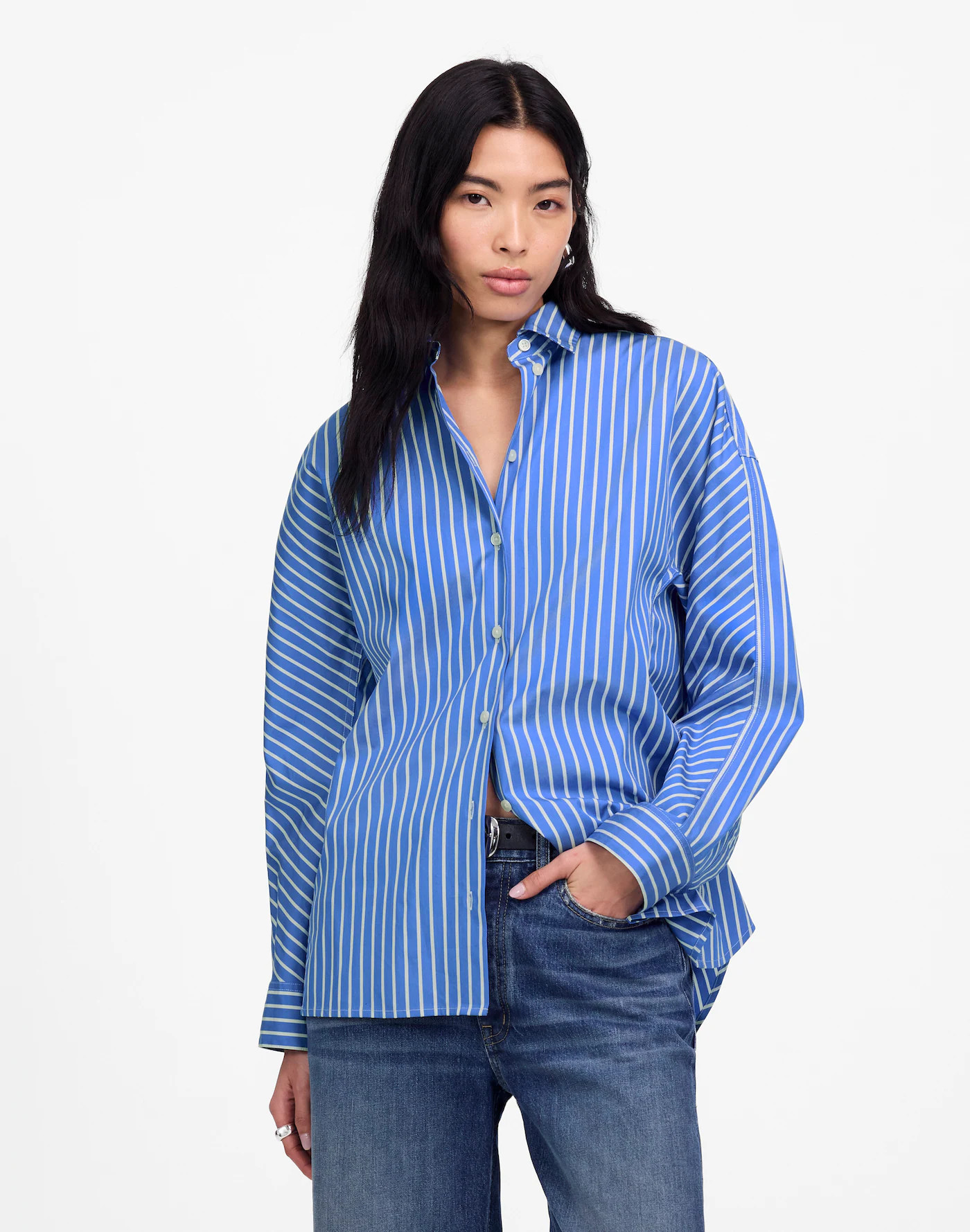 Poplin Oversized Long Button-Up Shirt | Madewell | Madewell