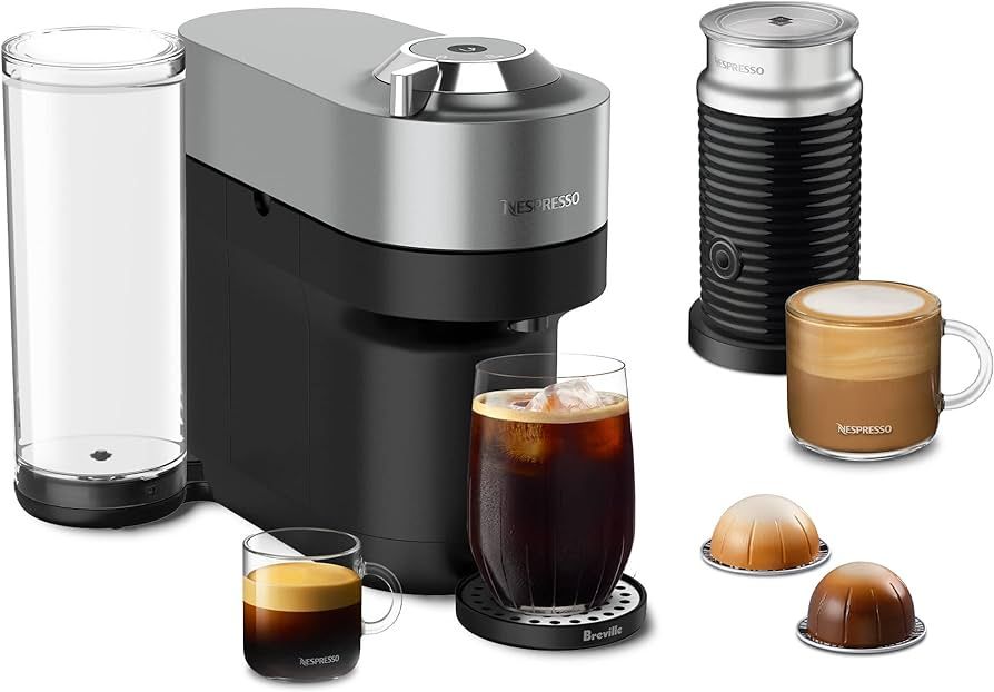 Nespresso Vertuo POP+ Deluxe Coffee and Espresso Machine by Breville with Milk Frother, Titan Med... | Amazon (US)