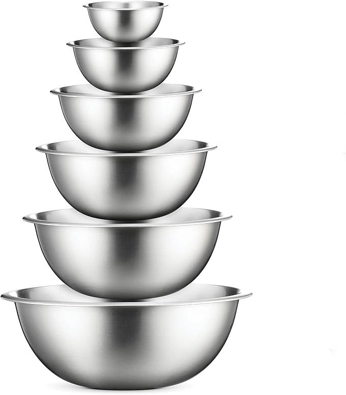 FineDine Stainless Steel Mixing Bowls (Set of 6) - Easy To Clean, Nesting Bowls for Space Saving ... | Amazon (US)