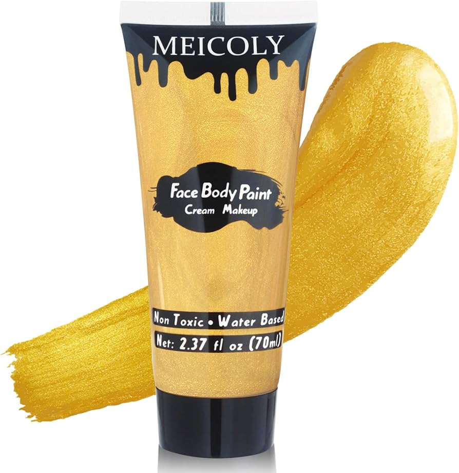 MEICOLY Cream Metallic Gold Face Body Paint,2.37Oz Large Tube Water Based Full Body Paint for Adu... | Amazon (US)