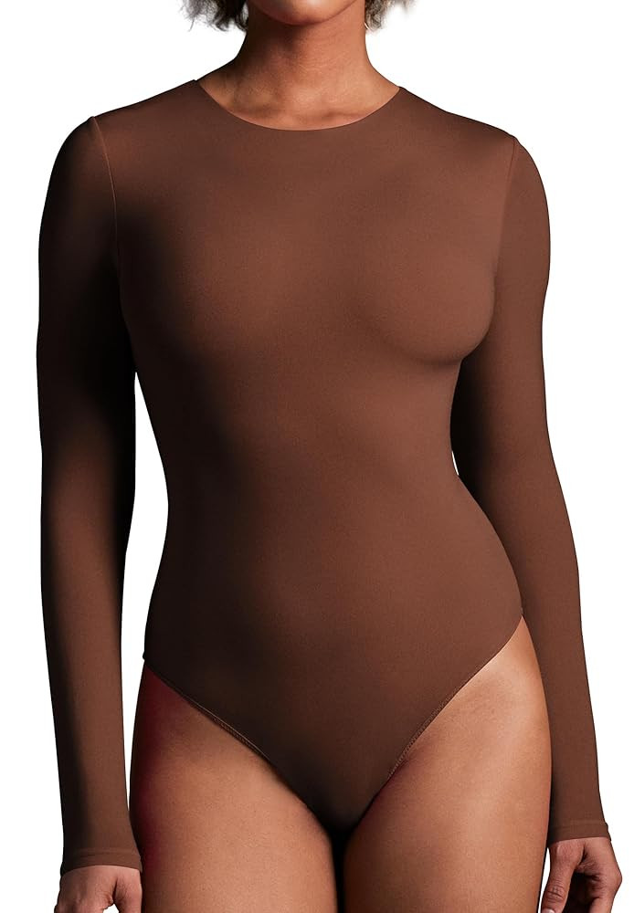 IUGA Long Sleeve Bodysuits for Women Crew Neck Body suit Women's Slimming Basic Tummy Control Bod... | Amazon (US)