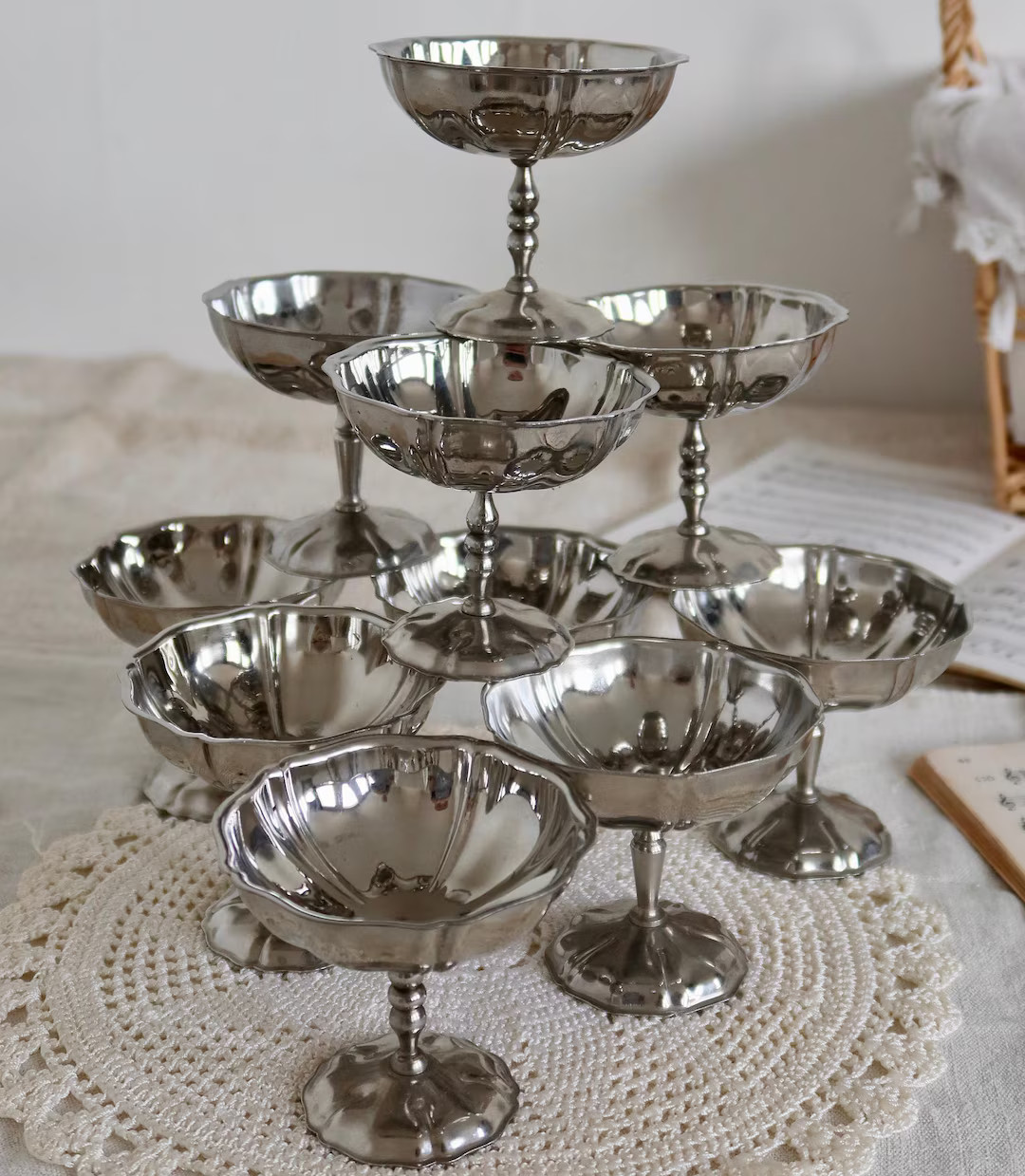 6 Vintage Stainless Steel Bistro Style Ice Cream / Sorbet / Champagne Bowls Antique French Tablew... | Etsy (US)
