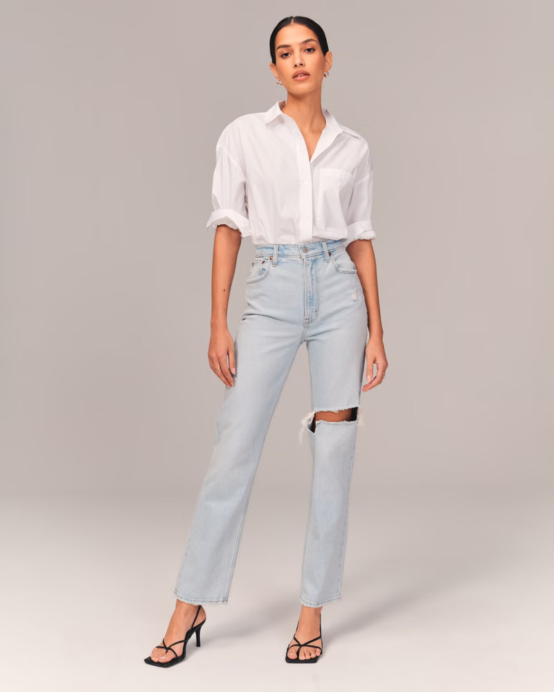 Women's Ultra High Rise 90s Straight Jean | Women's Bottoms | Abercrombie.com | Abercrombie & Fitch (US)