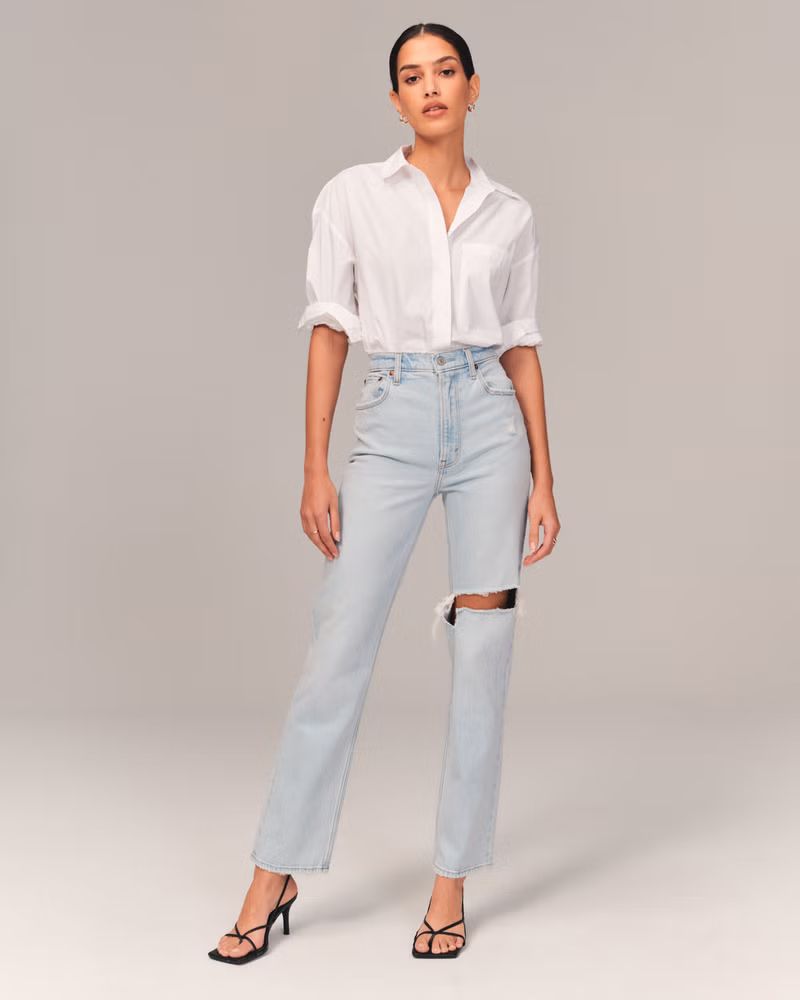 Women's 90s Ultra High Rise Straight Jeans | Women's New Arrivals | Abercrombie.com | Abercrombie & Fitch (US)