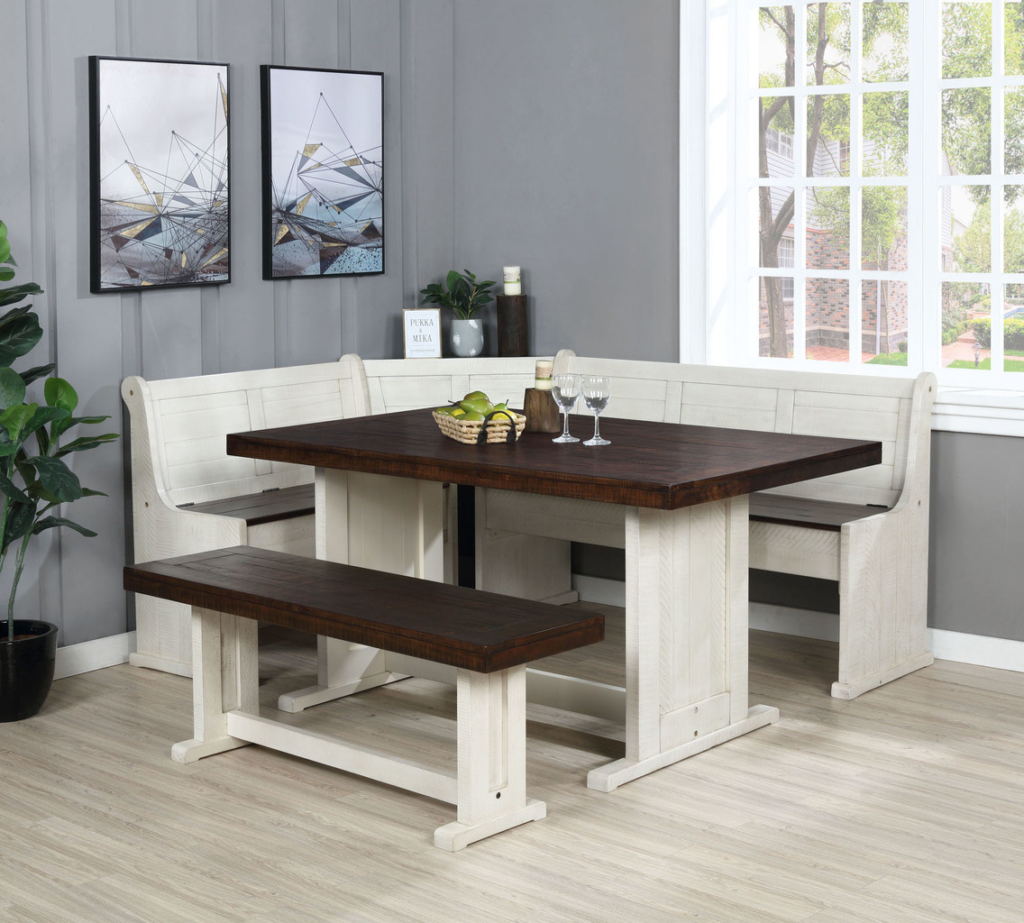 Sunny Dining Nook Table Set In Cream and Brown | 1stopbedrooms