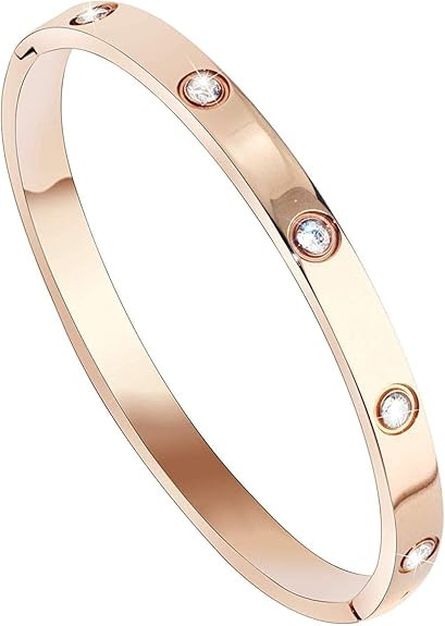 Love Bangle Bracelets for Men/Women Gold Plated Stainless Steel Bangle Bracelet Full AAA Cubic Zi... | Amazon (CA)