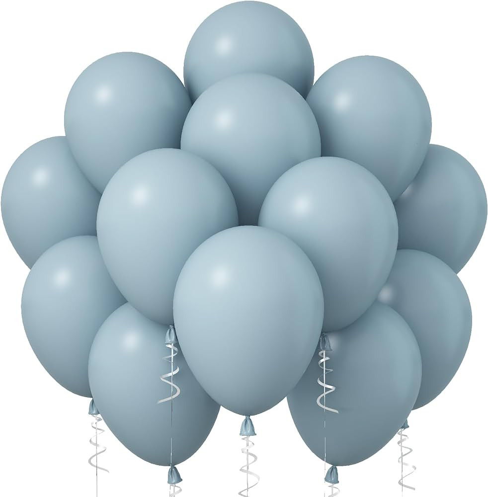 Blue Balloons, 12 Inch 30 Pcs Pale Aqua Blue Balloon Muted Dusty Blue Latex Balloons Matte Retro ... | Amazon (US)