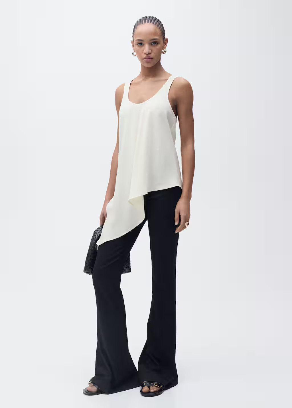 Asymmetrical lyocell top ecru - Woman - L - MANGO | MANGO (UK)