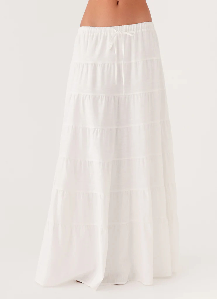 Mariella Linen Maxi Skirt - White | Peppermayo (Global)