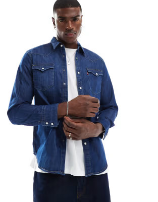 Levi's Barstow western denim shirt regular fit in mid wash | ASOS (Global)
