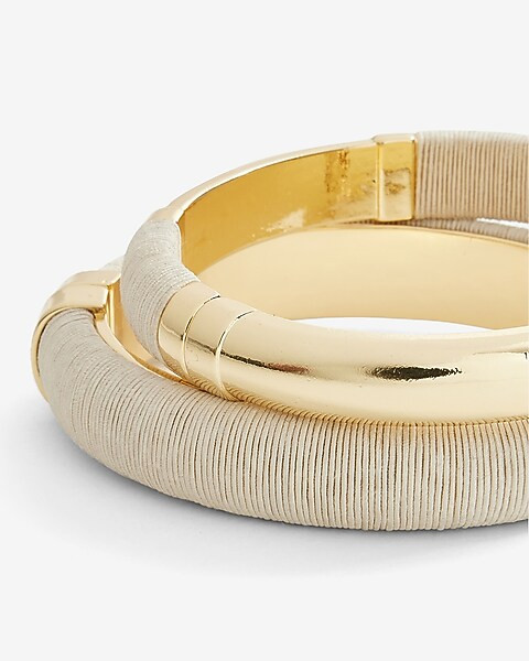 Set Of 2 Wrapped Mixed Bangle Bracelets | Express