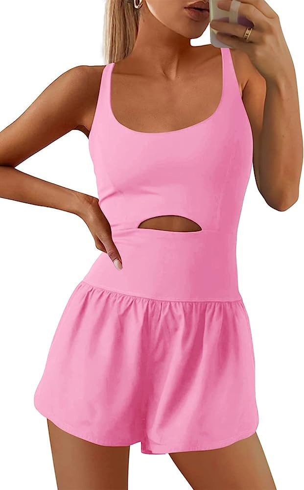 SENSERISE Womens Workout Athletic Romper Running One Piece Jumpsuit Shorts Tennis Gym Romper Outf... | Amazon (US)