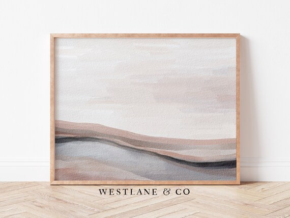 Abstract Landscape Print  Neutral Modern Coastal Waves Art - Etsy | Etsy (US)