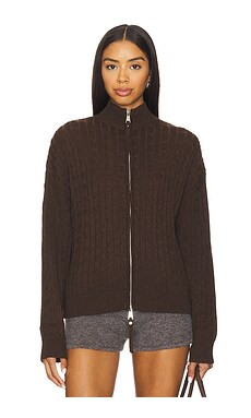Frankies Bikinis Bea Cable Knit Sweater in Chocolate Brown from Revolve.com | Revolve Clothing (Global)
