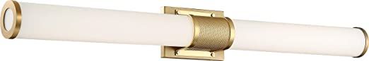 Nuvo 62/1603 Caper LED Vanity, Brushed Brass with Frosted Lens, Gold | Amazon (US)