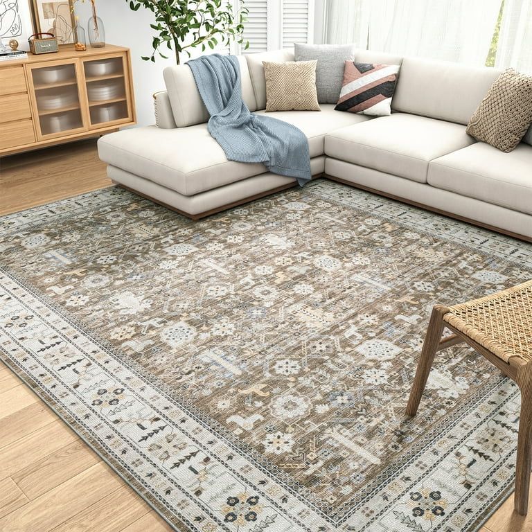 SIXHOME Area Rug for Living Room 8'x10' Washable Rugs Non-Slip Vintage Boho Floral Carpet Soft Fl... | Walmart (US)
