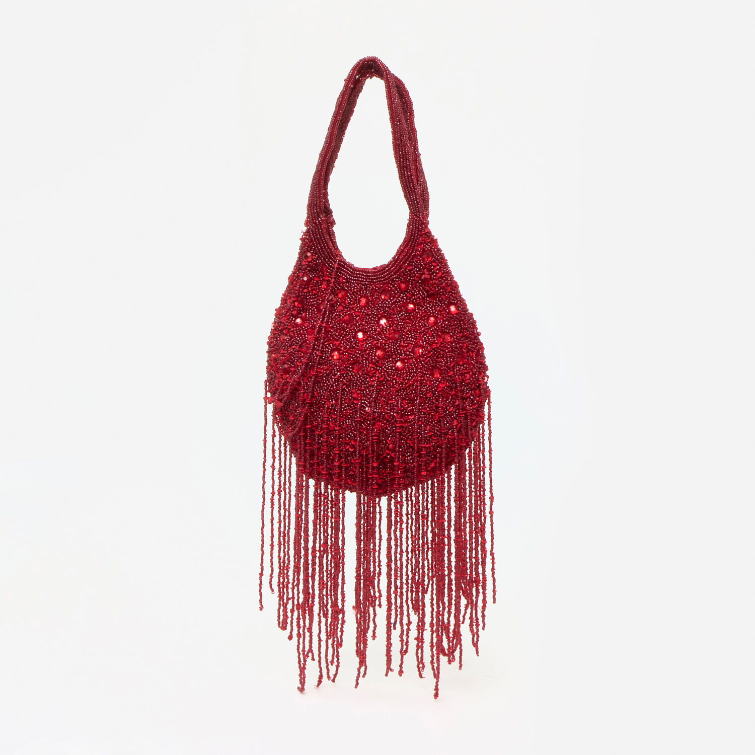 Red Beaded Fringe Grab Bag | TK Maxx