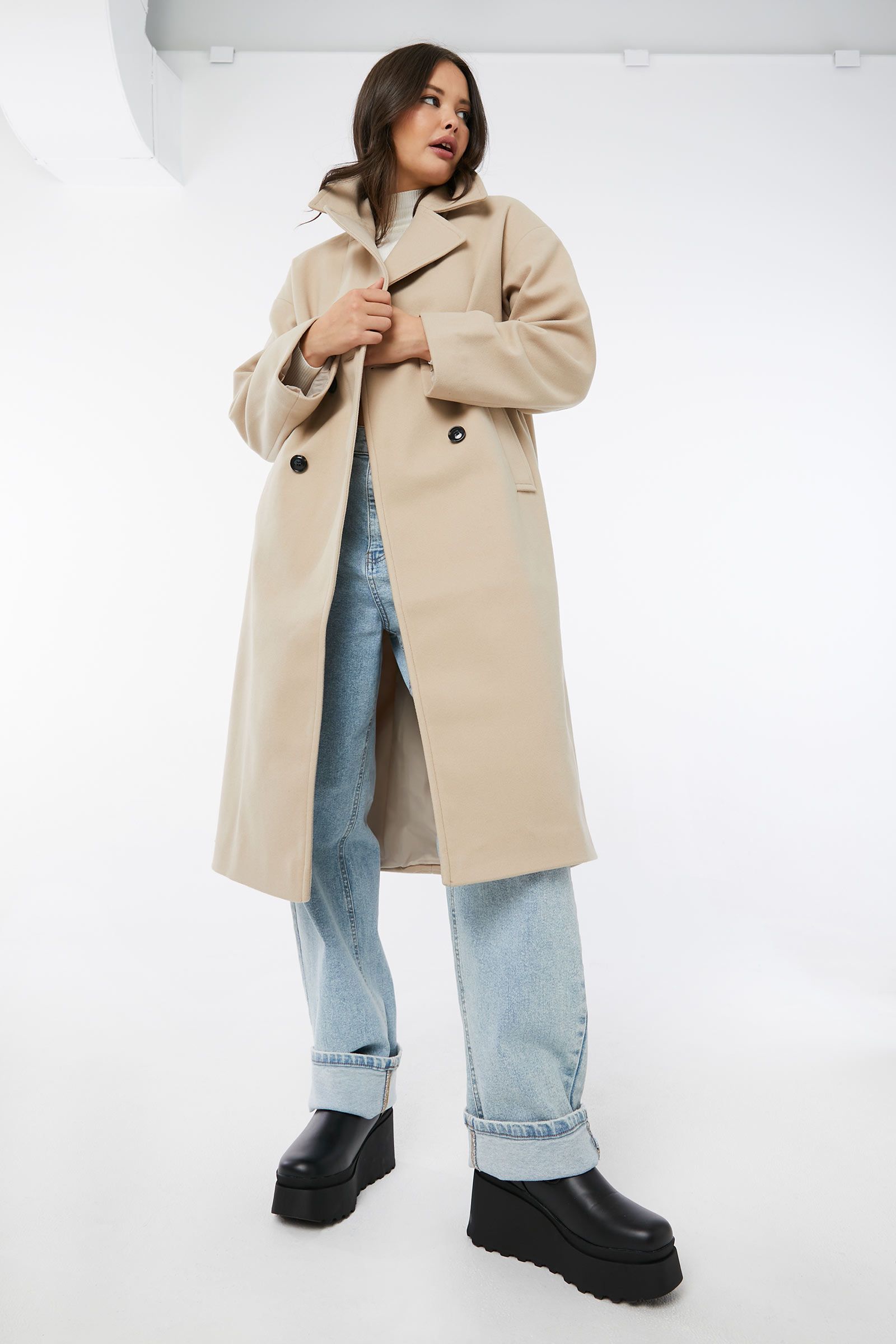 Oversized Double-Breasted Coat | Ardene