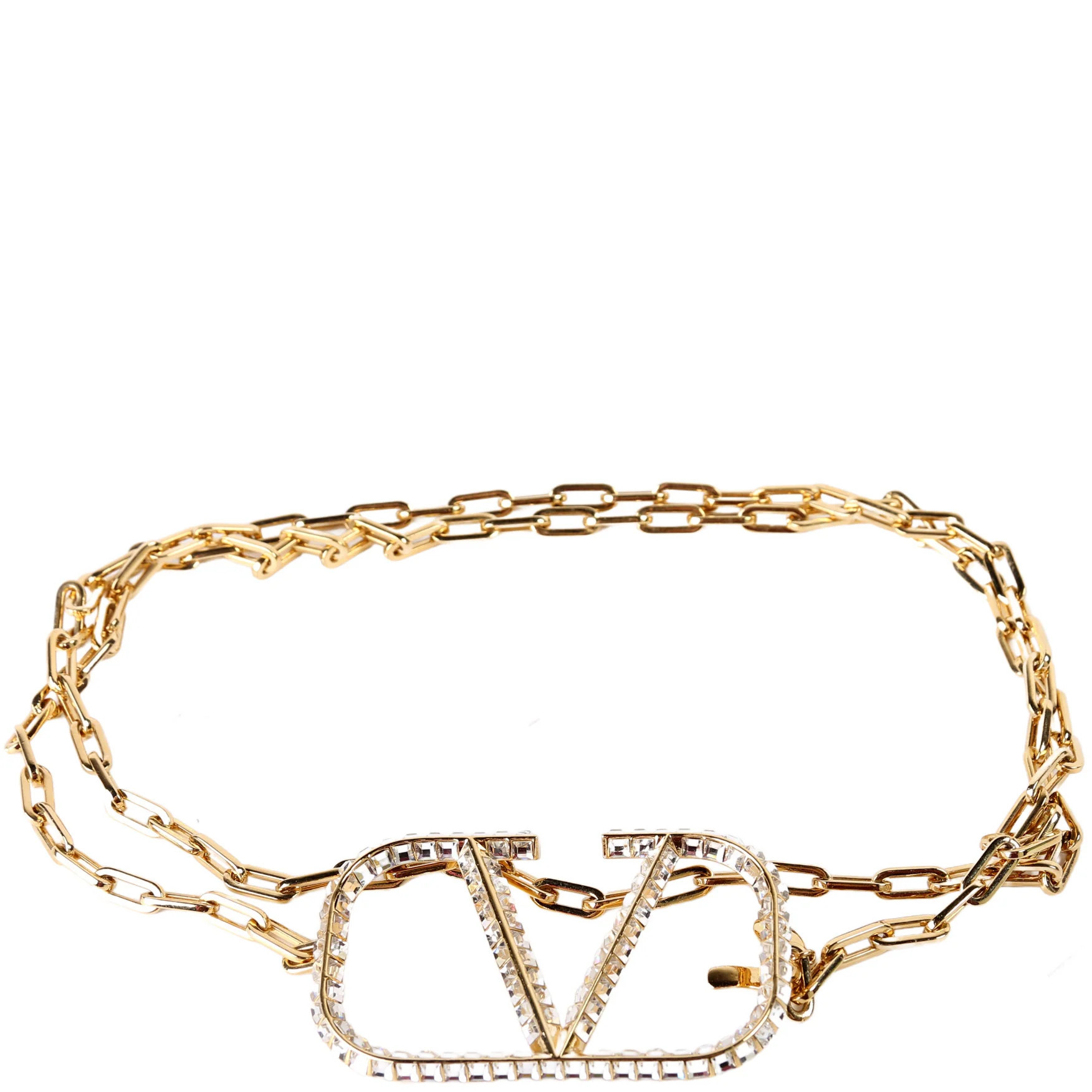 Crystal VLogo Signature Chain Belt Size M | Keeks Designer Handbags