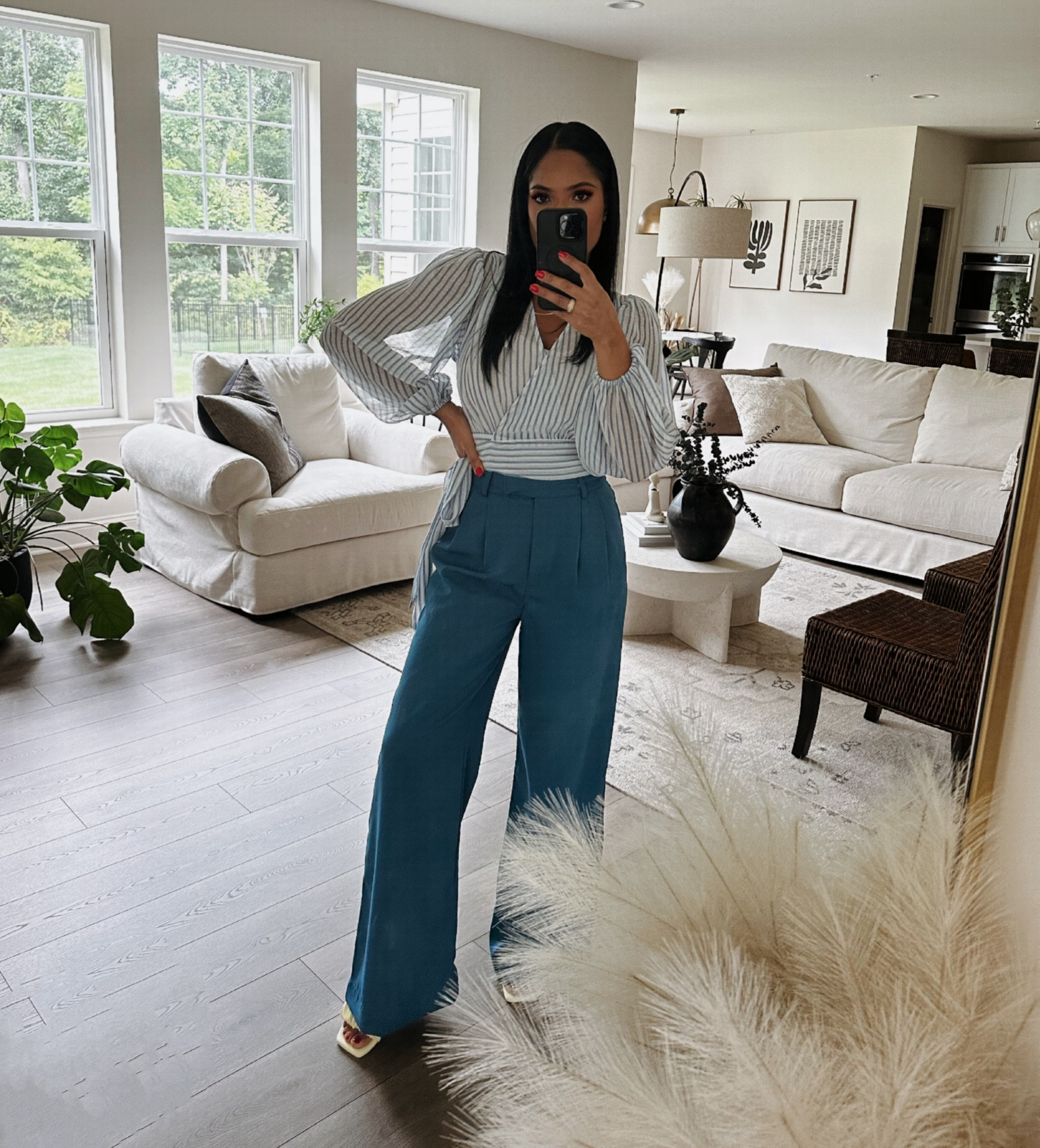 Workwear
Office attire
Outfit of the day
Wide leg pants
Suit pants
Sheer blouse

#LTKstyletip #LTKworkwear