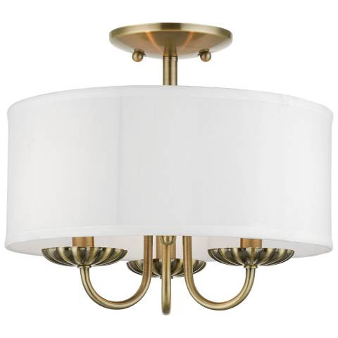 3 Light Antique Brass Semi-Flush Mount - #725J2 | Lamps Plus | Lamps Plus