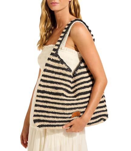 Seafolly Women's Standard Raffia Stripe Tote Bag, CarriedAway NAT/Black | Amazon (US)