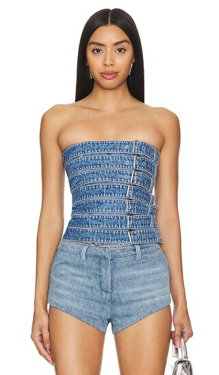 Strapless Denim Top in Blue | Revolve Clothing (Global)
