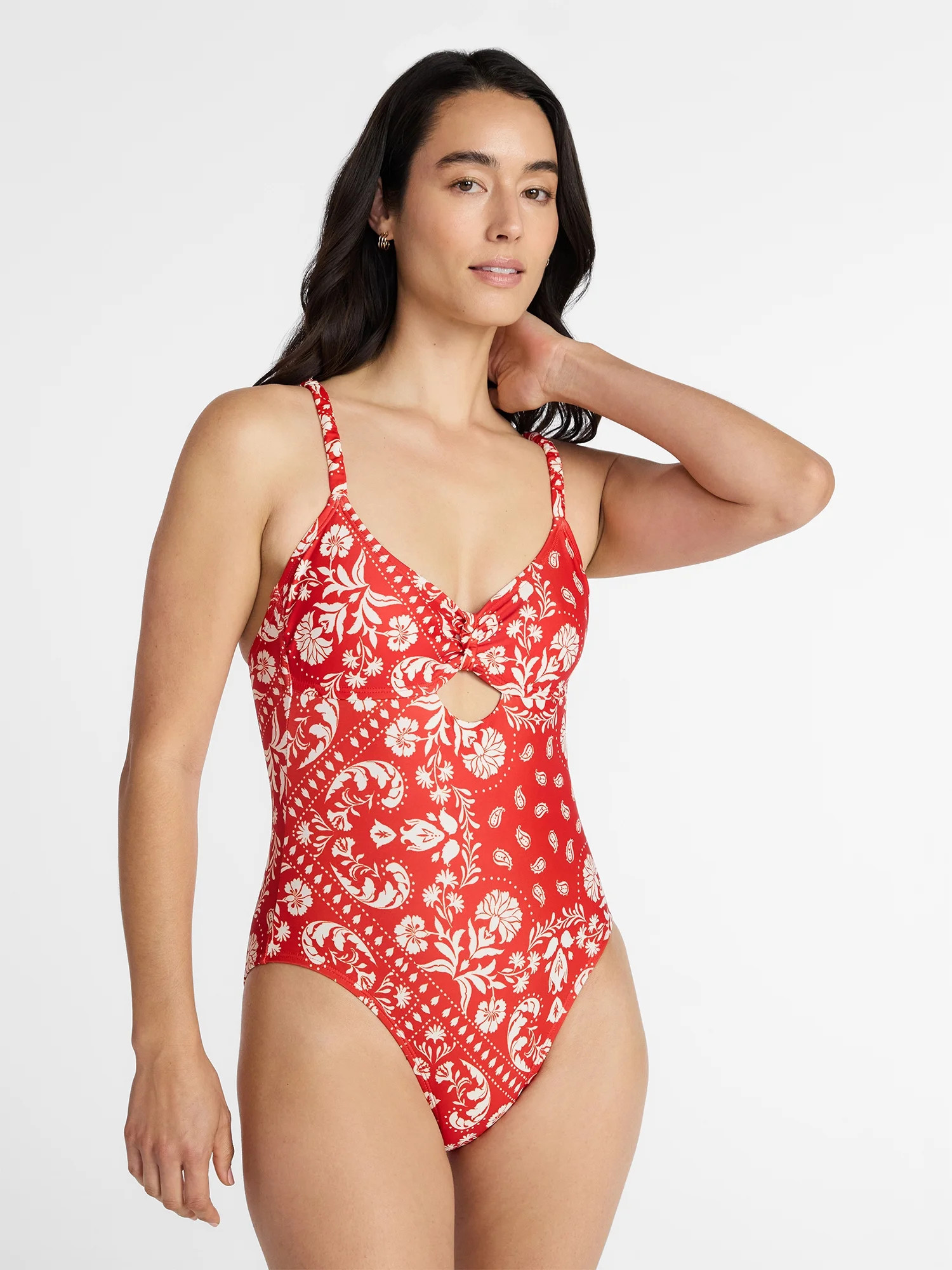 Time and Tru Women's and Women's Plus Knot Front and Keyhole One Piece Swimsuit, Sizes XS-3X | Walmart (US)