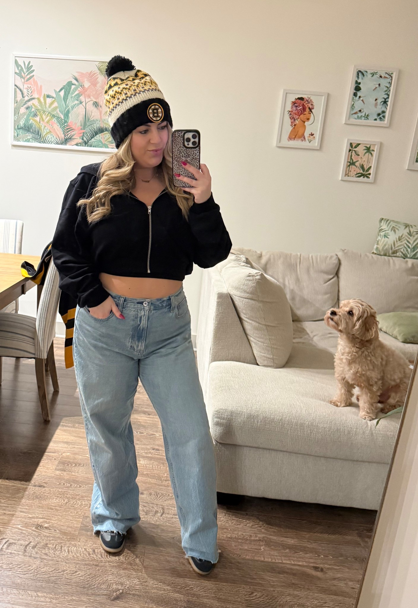 Bruins game
Casual outfit
Loose jeans
Alo zip up
Pom beanie 
Sports 

#LTKootd #LTKSeasonal #LTKgrwm