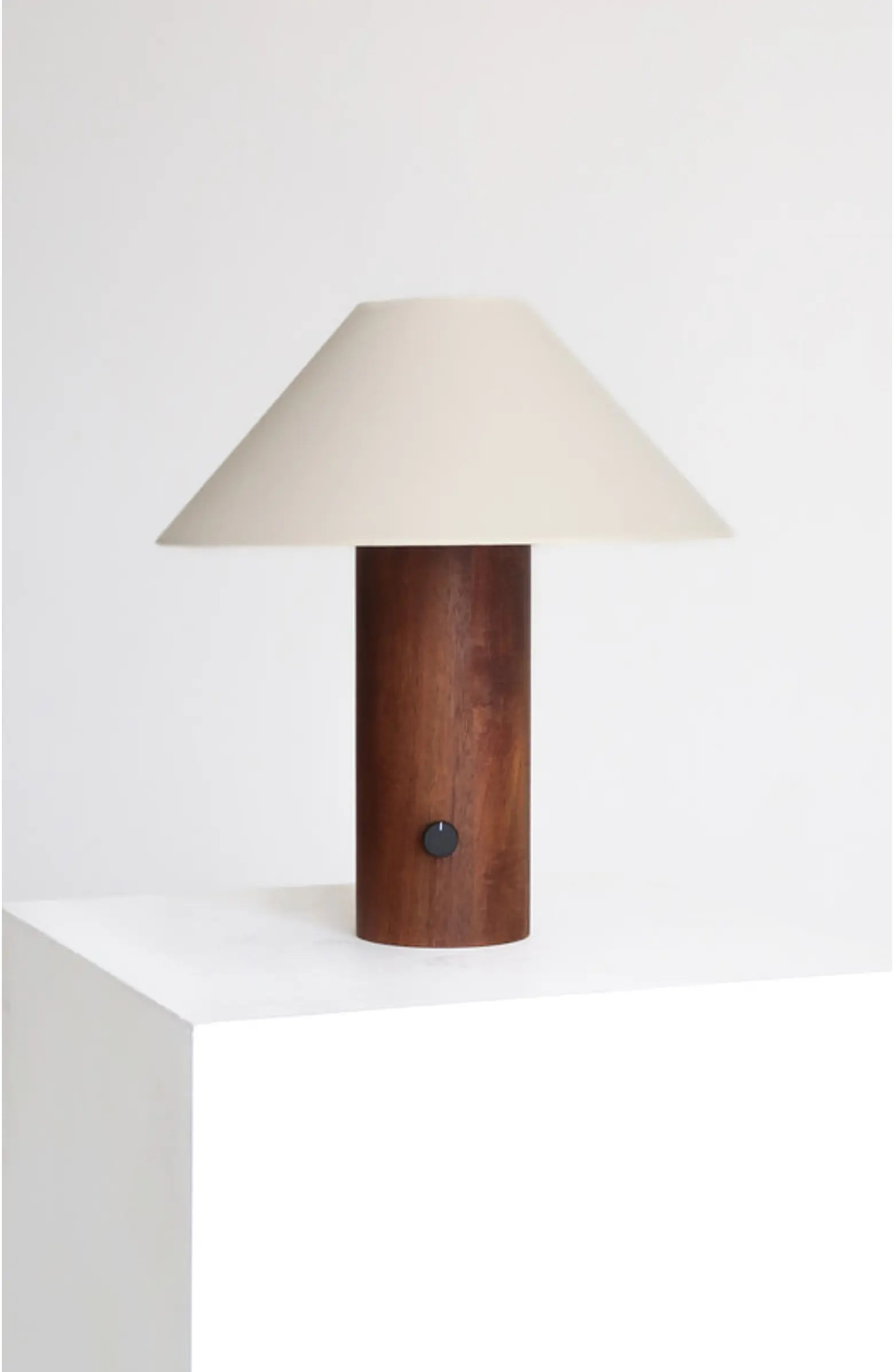 Brightech Oakley 13" Modern LED Walnut Wood Table Lamp with Cream Fabric Shade, Bulb Included | N... | Nordstrom
