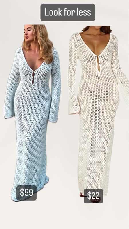 Resort wear for less. Beautiful long sleeve crochet dress. Splurge vs Less 

#LTKstyletip #LTKSeasonal