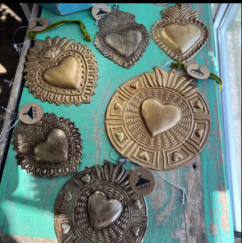 Sacred Heart Tin Ornaments - Etsy | Etsy (US)