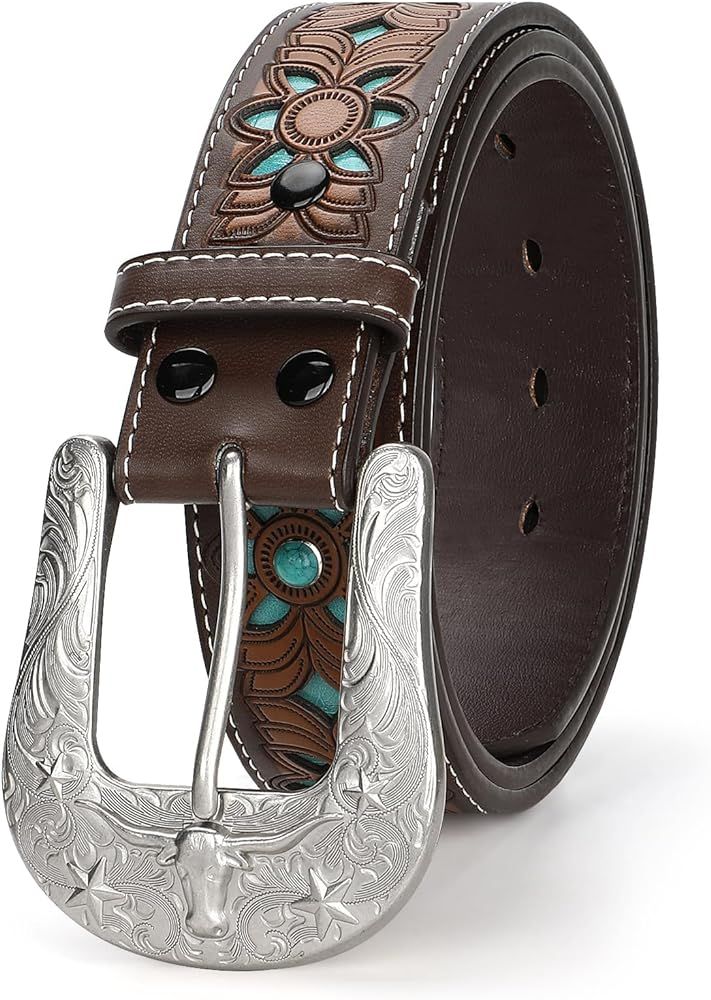 Western Belts for Women Cowgirl,Cowboy Bling Country Turquoise Belts for Jeans Pants Dresses | Amazon (US)